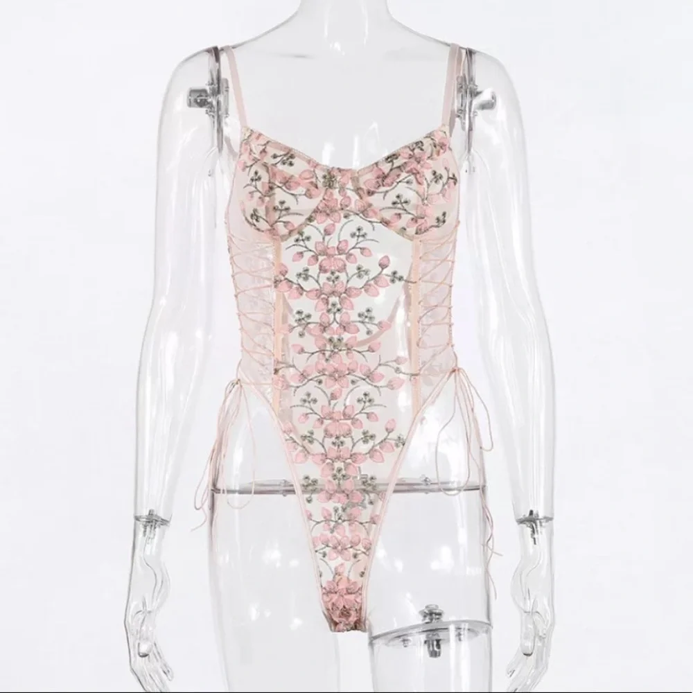 Lace Mesh Floral One Piece Bodysuit Lingerie Top - Picture 10 of 16